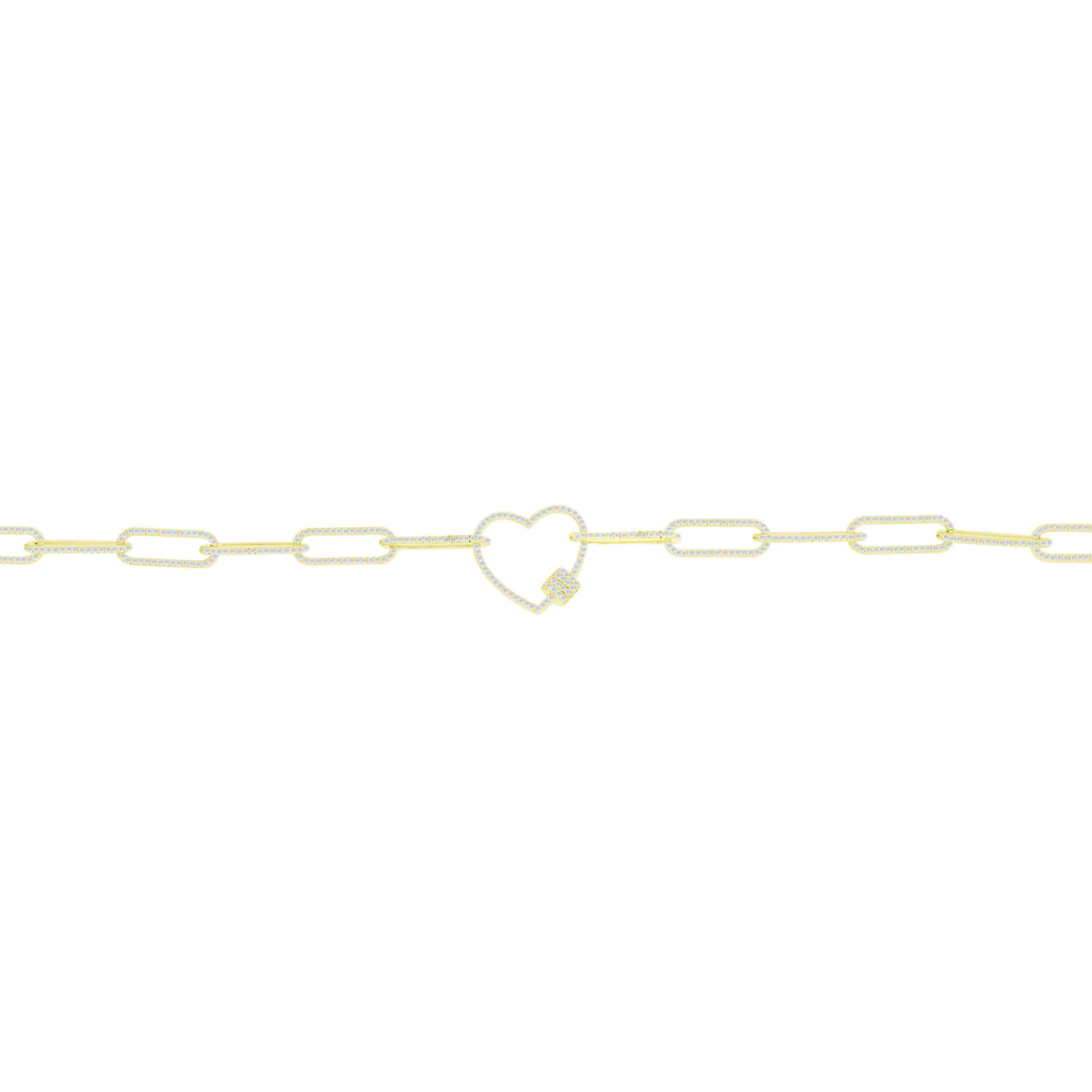 Diamond Accent Heart Charm Paperclip Bracelet BR51104A